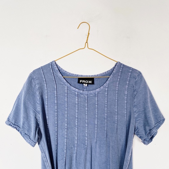 90s VTG blue jumper dress - long minimalist maxi - Picture 3 of 8